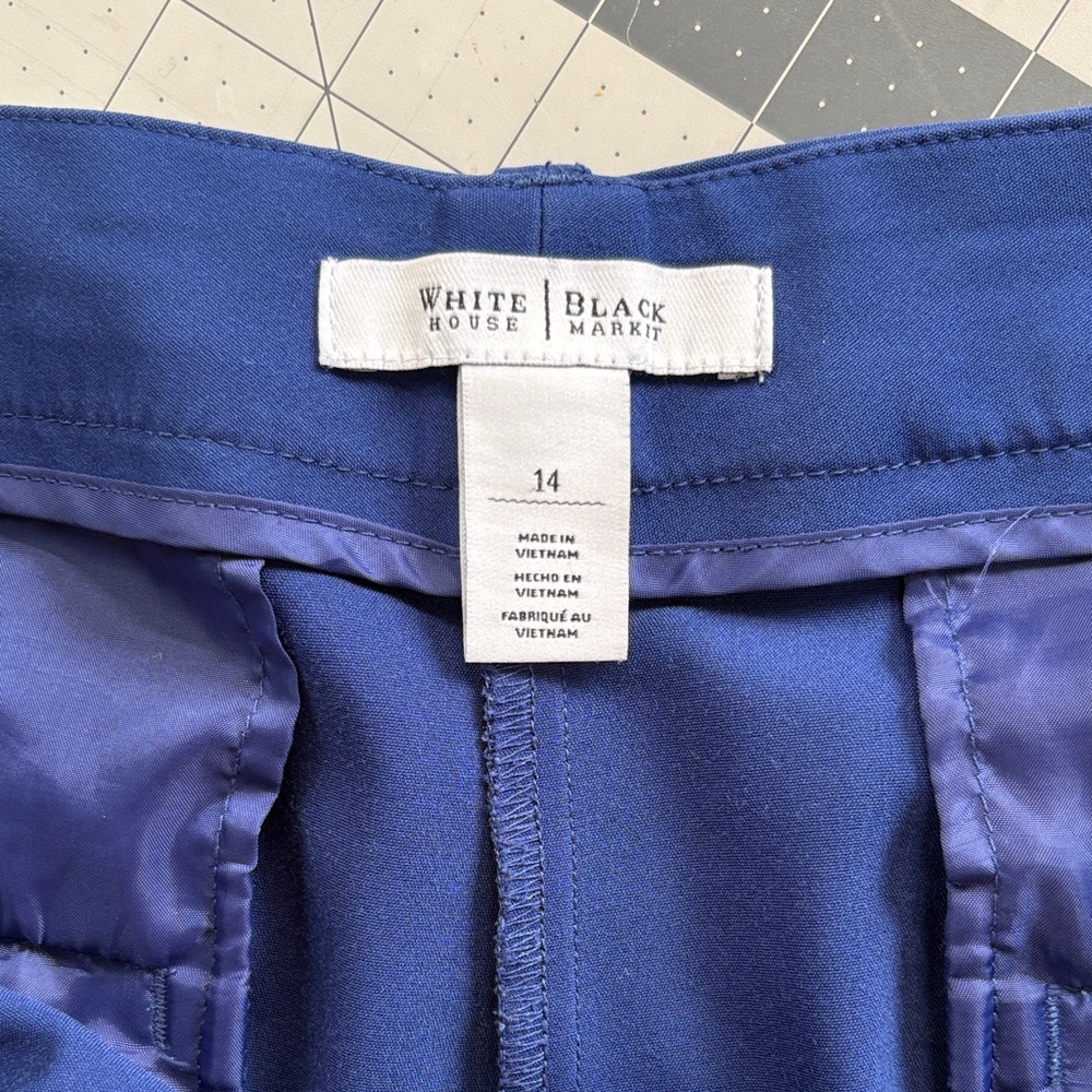 White House Black Market Royal Blue Cropped Dress Pants Sz 14 - Picture 5 of 6